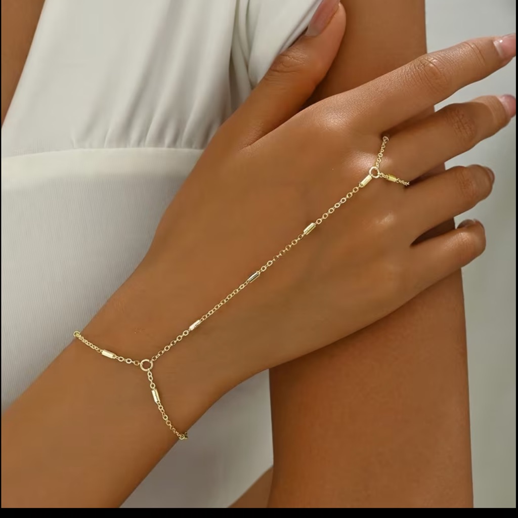 Trending Gold Minimalist Bracelet Chain To Ring